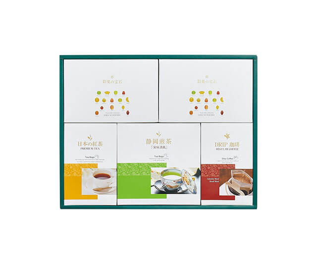 【彩果の宝石・愛国製茶】静岡煎茶・紅茶・珈琲詰合せ